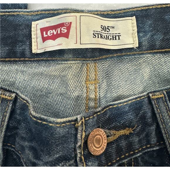 Levi's 501 Straight Cropped Cutoff Hand Painted Denim Jeans W30 - Picture 4 of 6